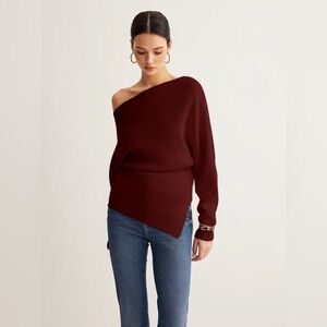 Wool-Blend Asymmetrical Neck Knit Top Commense size M KK3 or 10